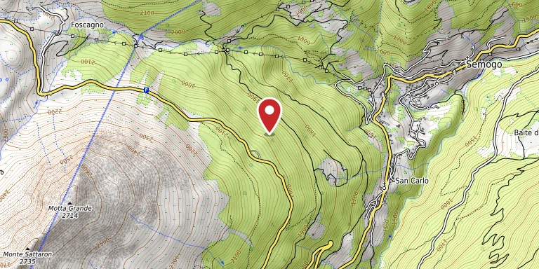 Mappa di Pradelva: il segnaposto indica Rifugio Brentasca